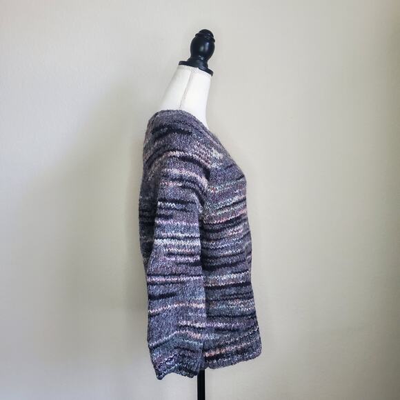 Express Gray Striped Sweater Small Petite - Picture 2 of 7